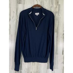 Graham Luxe Mens Pullover Shirt Navy Blue 1/4 Zip Size Medium